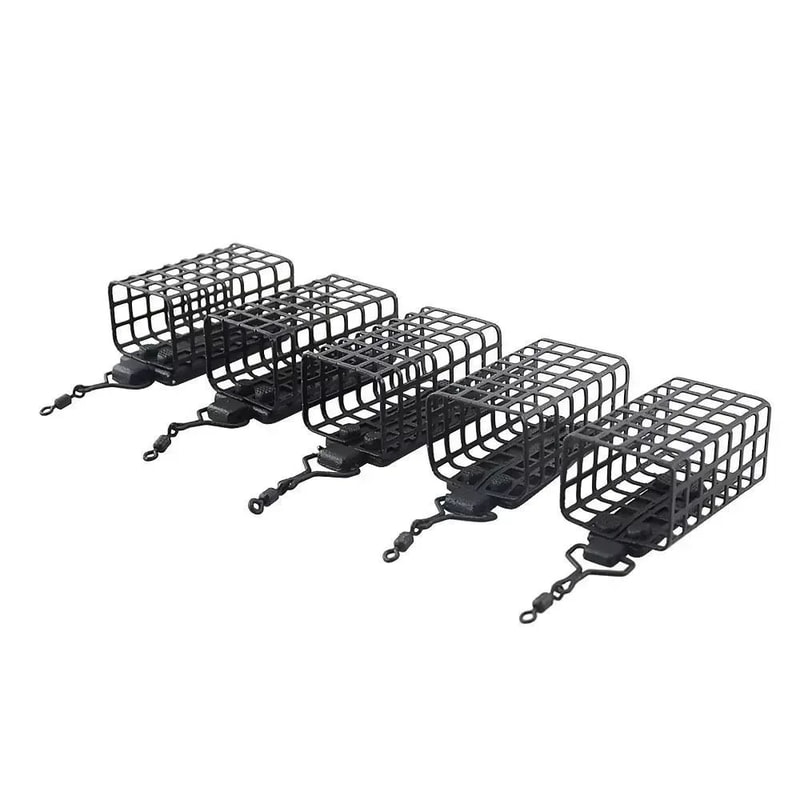 5Pack Stainless Steel Fishing Feeder Cage Set Round Square 10g50g For Fast Baiting Longer Casts 10