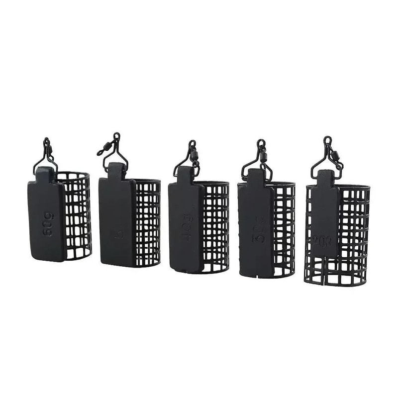 5Pack Stainless Steel Fishing Feeder Cage Set Round Square 10g50g For Fast Baiting Longer Casts 6