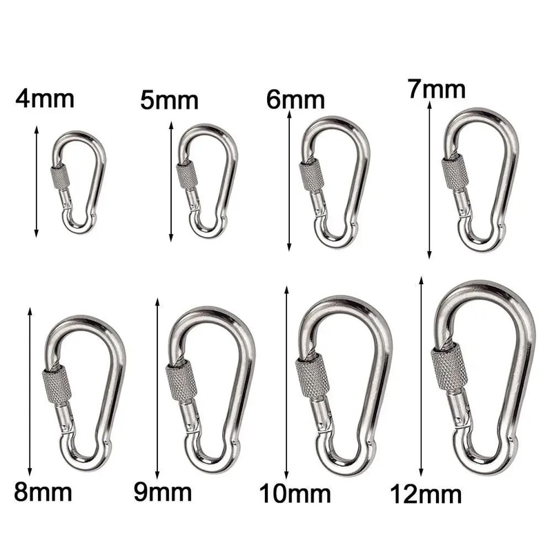 Stainless Steel Quick Link Screw Lock Carabiner M4M12 Spring Snap Hook For Camping Travel Rigging 4