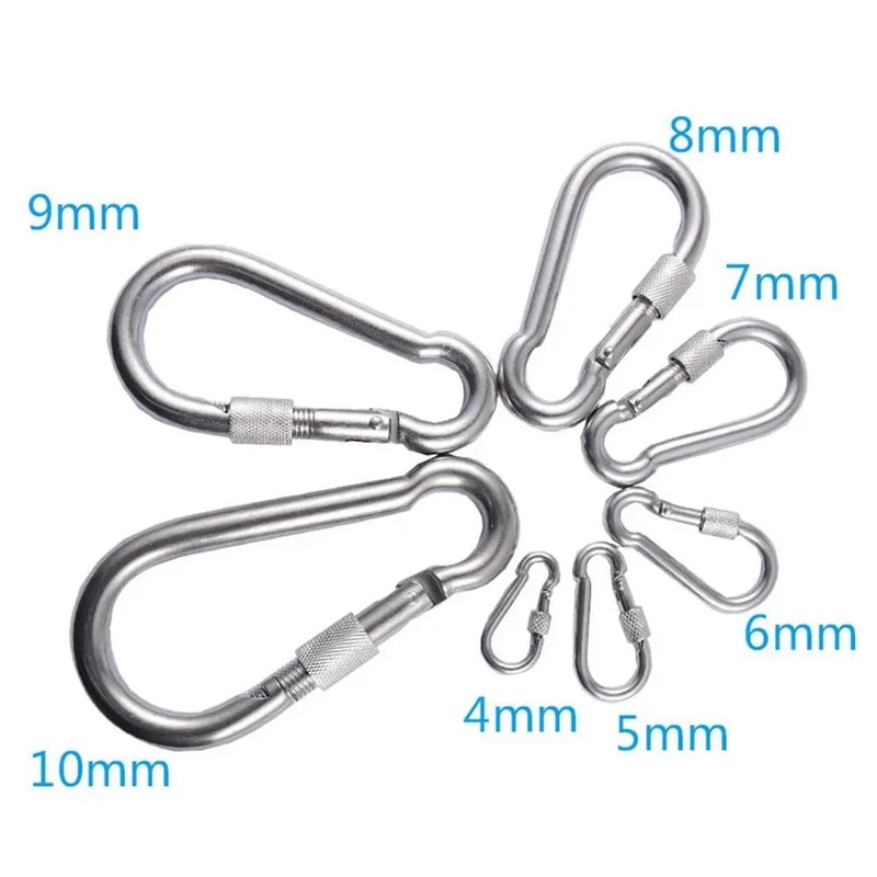 Stainless Steel Quick Link Screw Lock Carabiner M4M12 Spring Snap Hook For Camping Travel Rigging 5