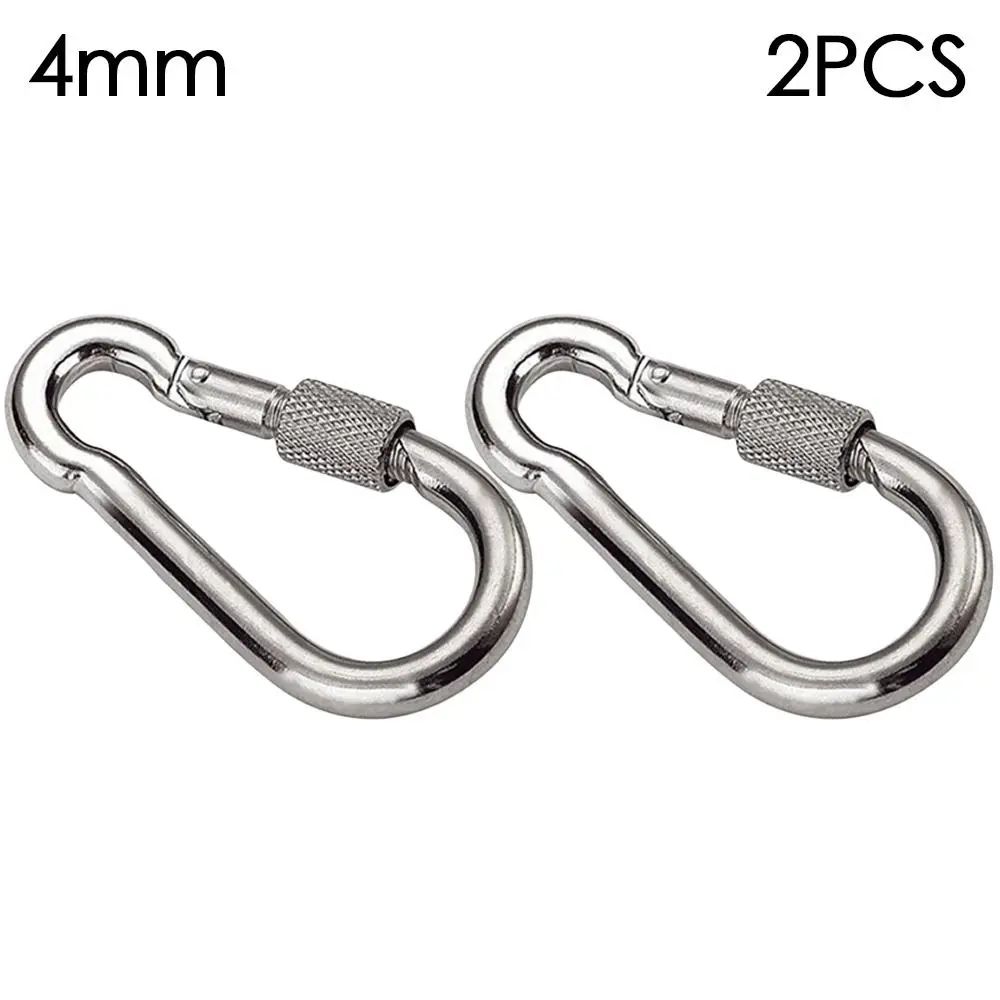 Stainless Steel Quick Link Screw Lock Carabiner M4M12 Spring Snap Hook For Camping Travel Rigging 6