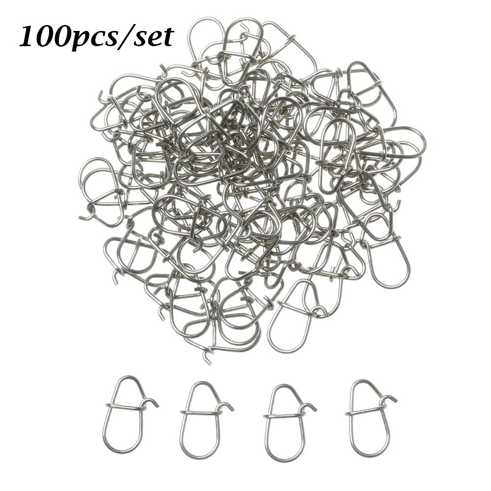 100Piece Stainless Steel Fishing Swivel Snap Set With Fast Lock Split Rings Barrel Connectors 0