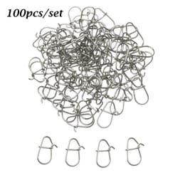 100-piece stainless steel fishing swivel snap set with fast lock split rings & barrel connectors