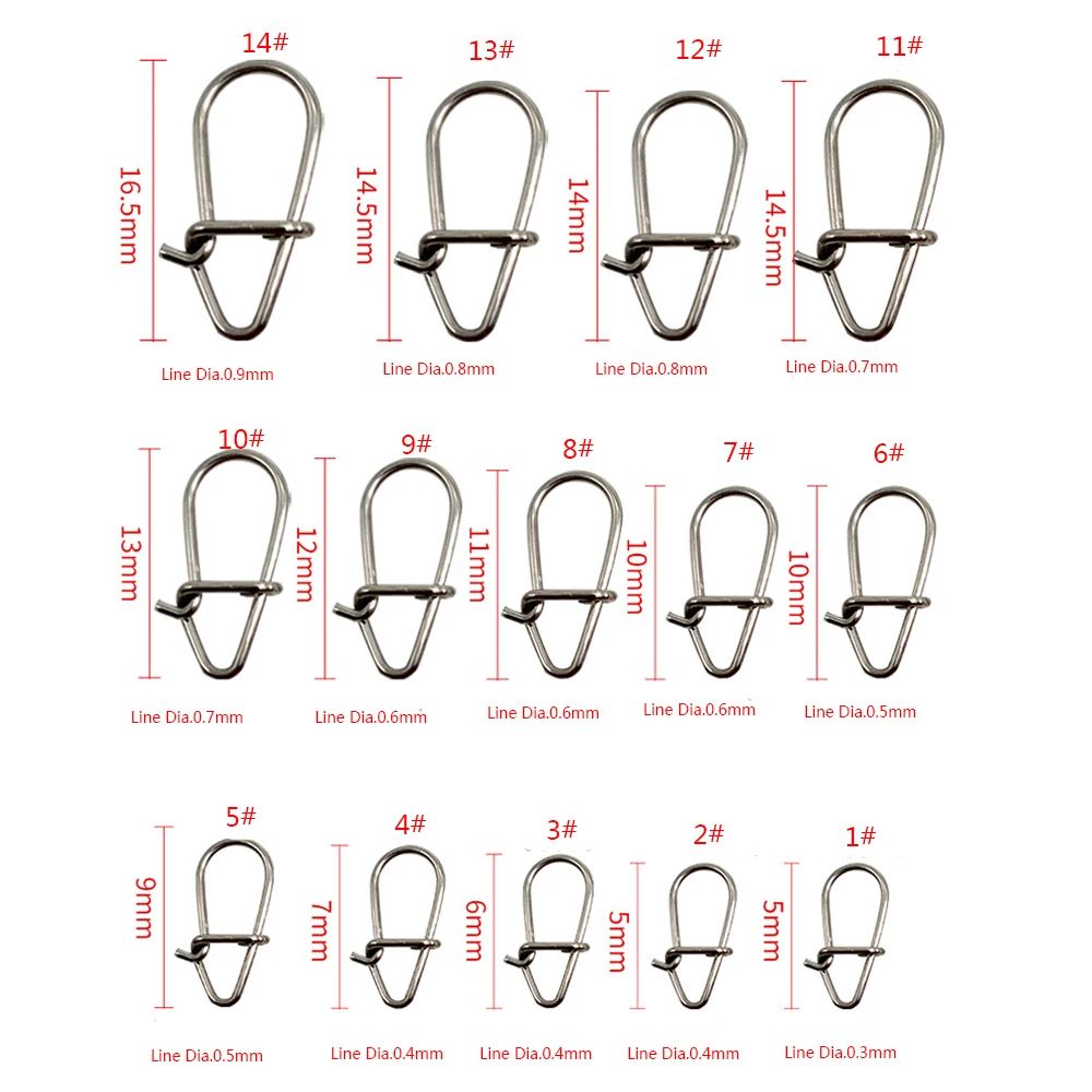 100Piece Stainless Steel Fishing Swivel Snap Set With Fast Lock Split Rings Barrel Connectors 4