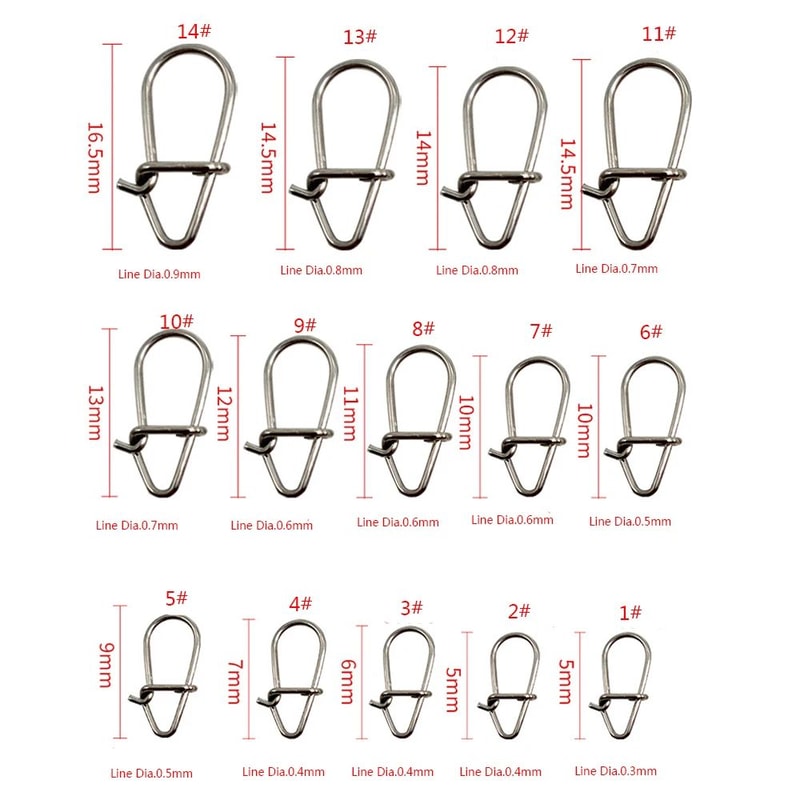 100Piece Stainless Steel Fishing Swivel Snap Set With Fast Lock Split Rings Barrel Connectors 4