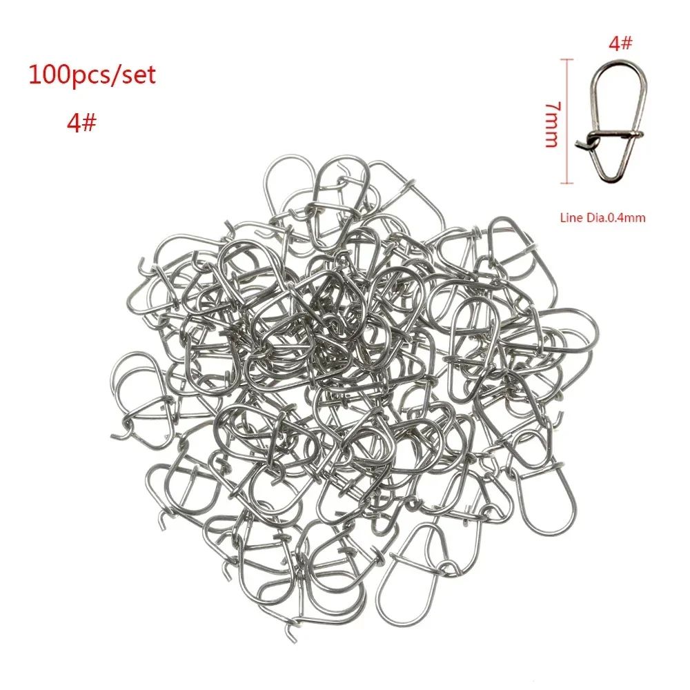 100Piece Stainless Steel Fishing Swivel Snap Set With Fast Lock Split Rings Barrel Connectors 9