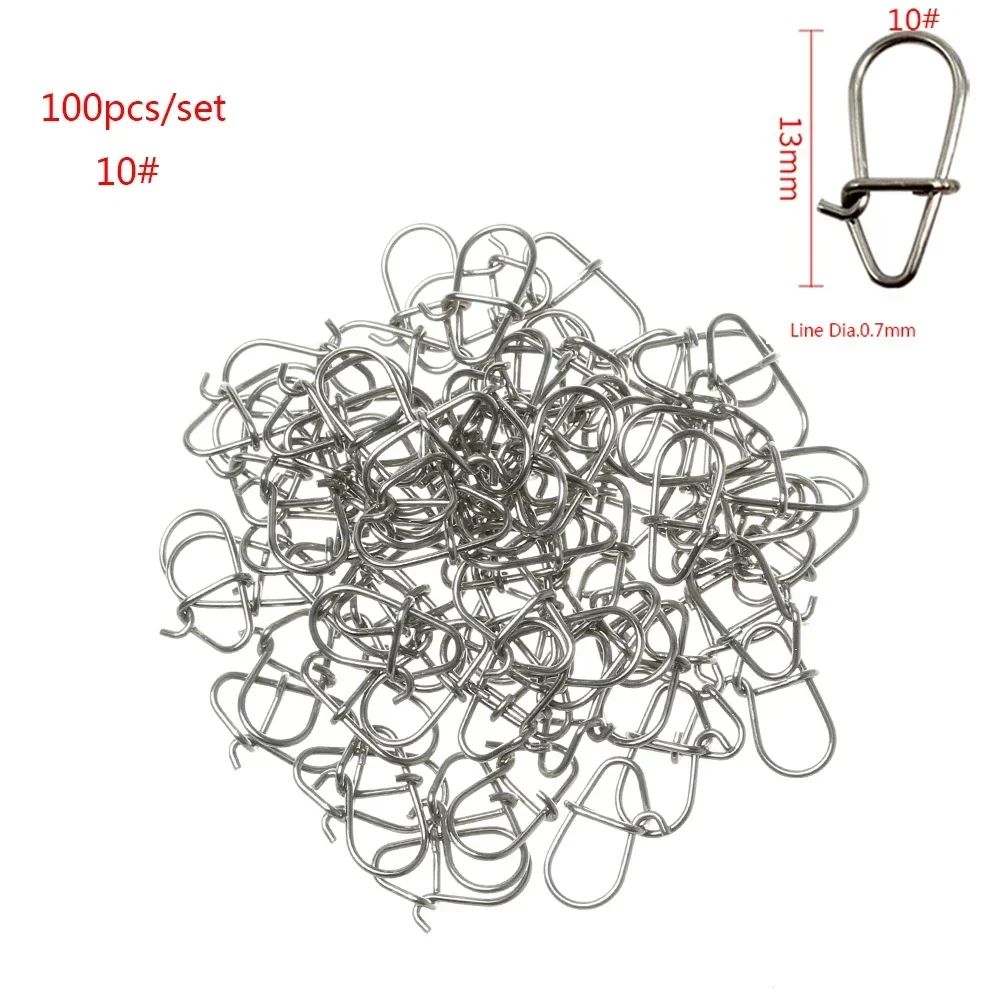 100Piece Stainless Steel Fishing Swivel Snap Set With Fast Lock Split Rings Barrel Connectors 15