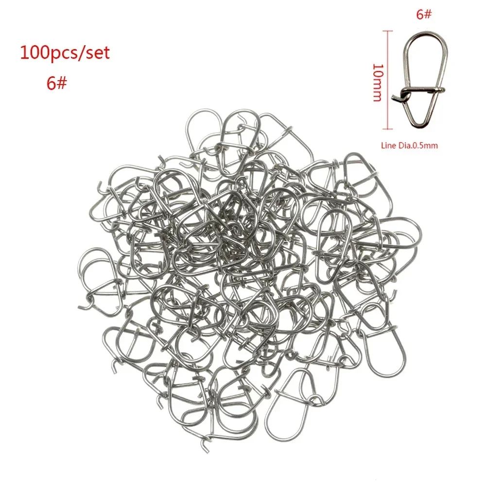 100Piece Stainless Steel Fishing Swivel Snap Set With Fast Lock Split Rings Barrel Connectors 11