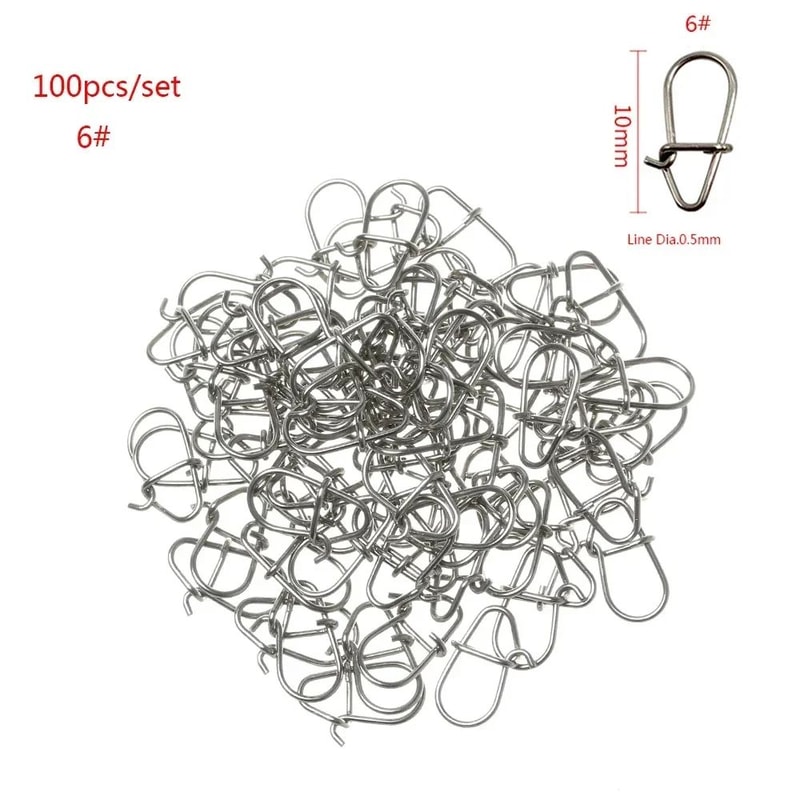 100Piece Stainless Steel Fishing Swivel Snap Set With Fast Lock Split Rings Barrel Connectors 11