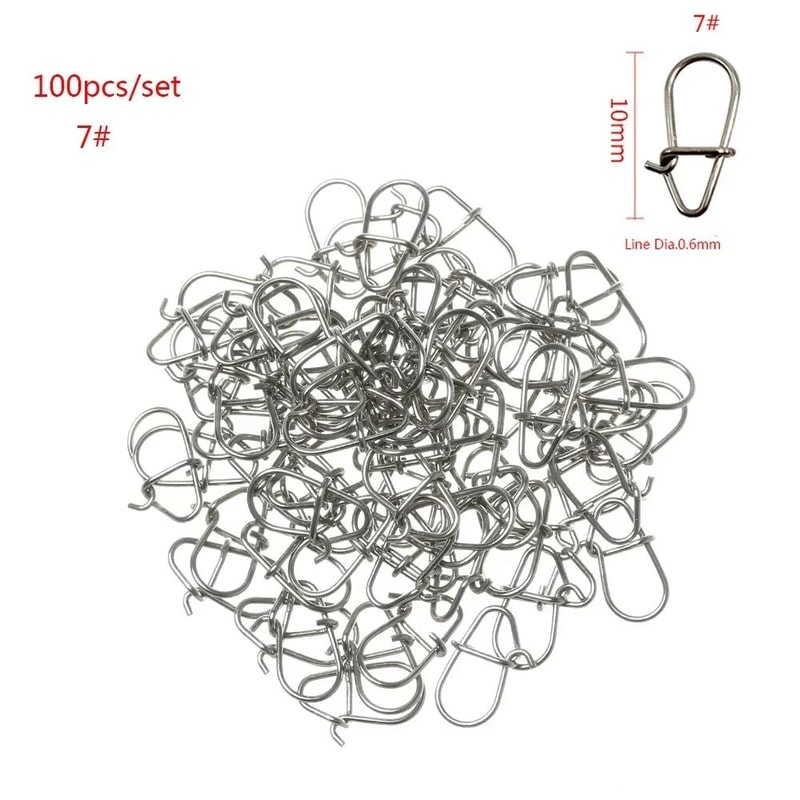 100Piece Stainless Steel Fishing Swivel Snap Set With Fast Lock Split Rings Barrel Connectors 12