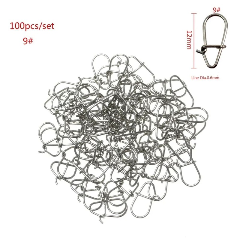 100Piece Stainless Steel Fishing Swivel Snap Set With Fast Lock Split Rings Barrel Connectors 14