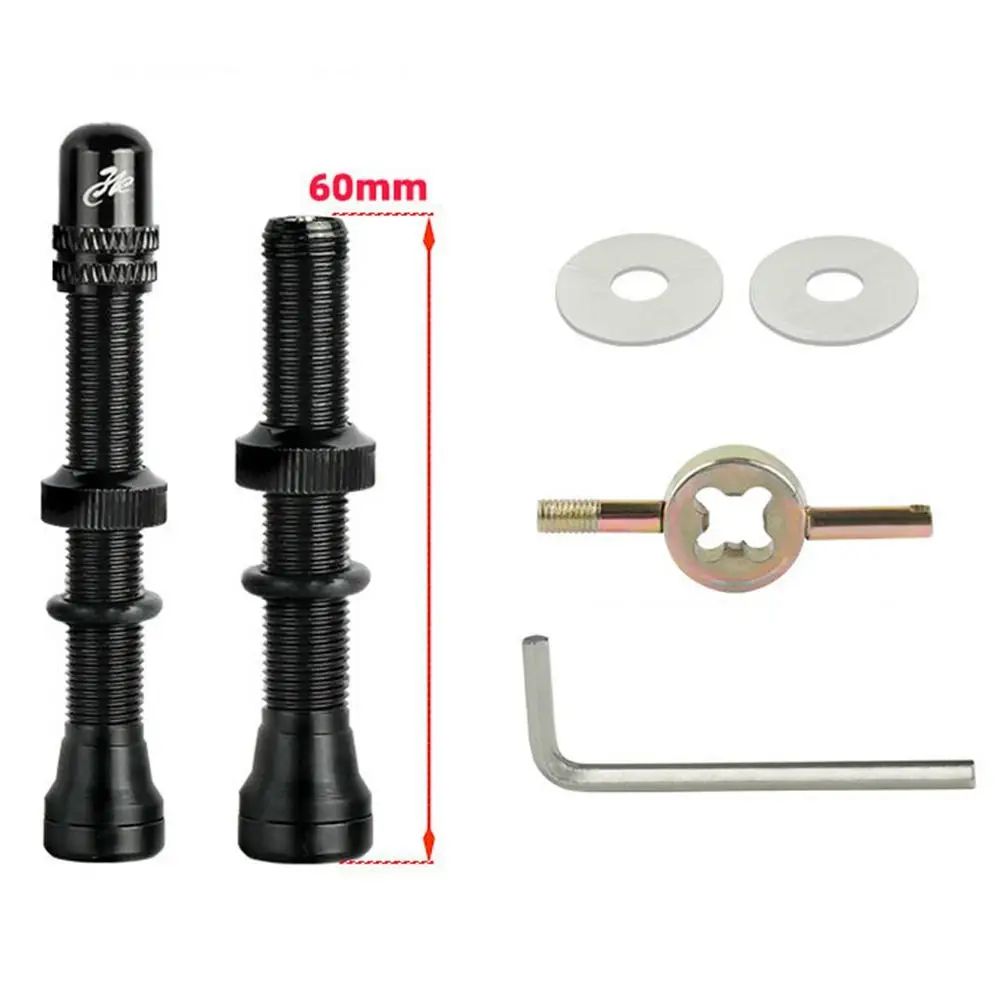 Tubeless Presta Valve Stem Set 40mm60mm With Tool And Alloy Cap For Road MTB Bikes 3