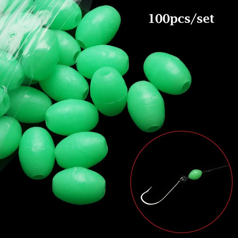 Luminous Oval Fishing Beads 100pcs Glow Sink Stopper Beads For Night Fishing Tackle 0