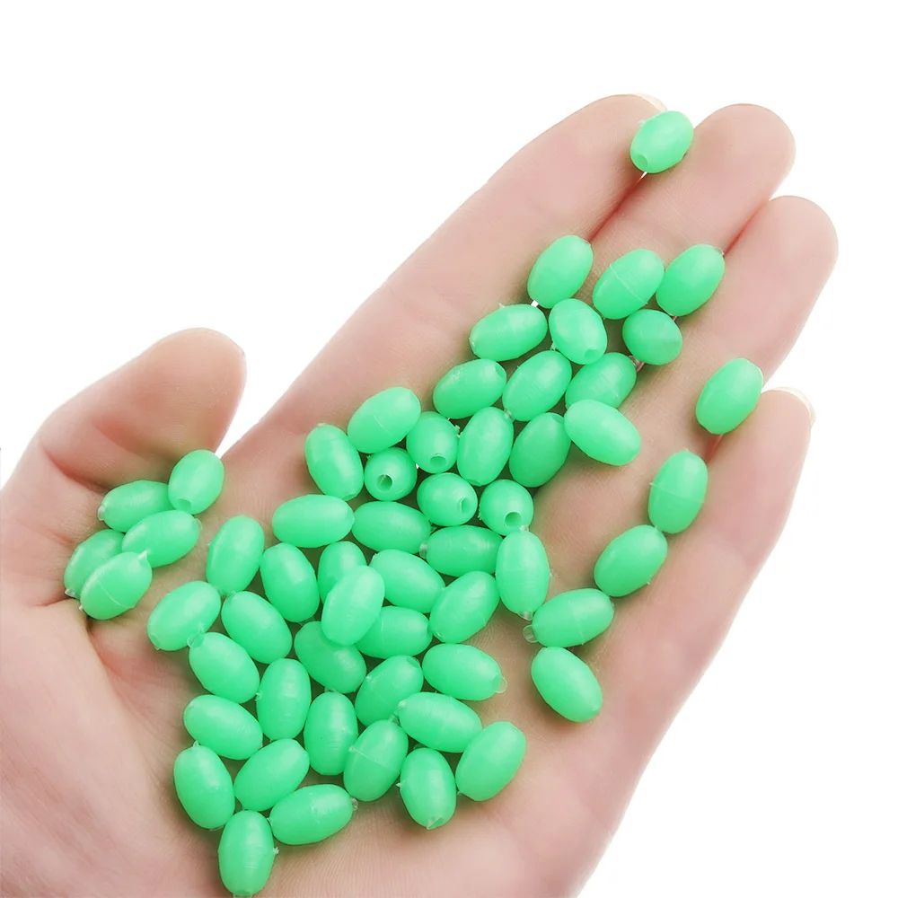Luminous Oval Fishing Beads 100pcs Glow Sink Stopper Beads For Night Fishing Tackle 4