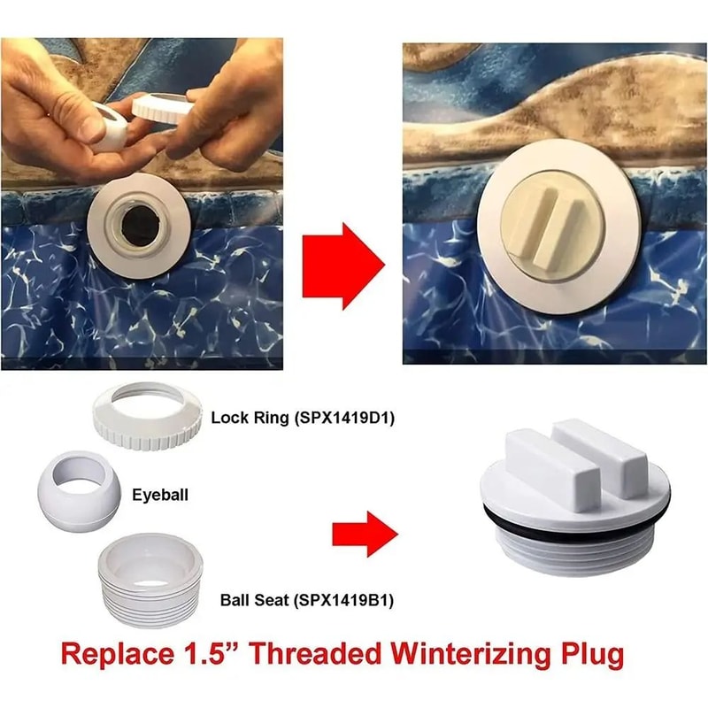 Universal Threaded Pool Winterizing Plug LeakTight Pool Return Line Sealing Plug WhiteBlack 4