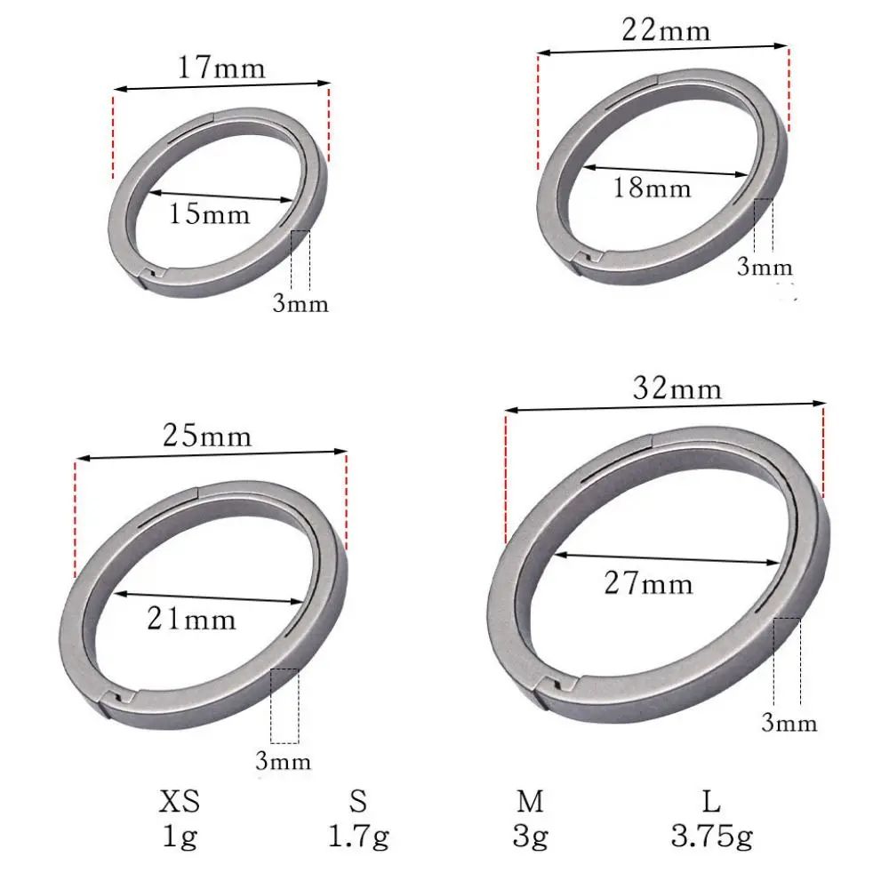 UltraLight TC4 Titanium Key Ring Set 1732mm Minimalist EDC Keyring For Everyday Carry 4