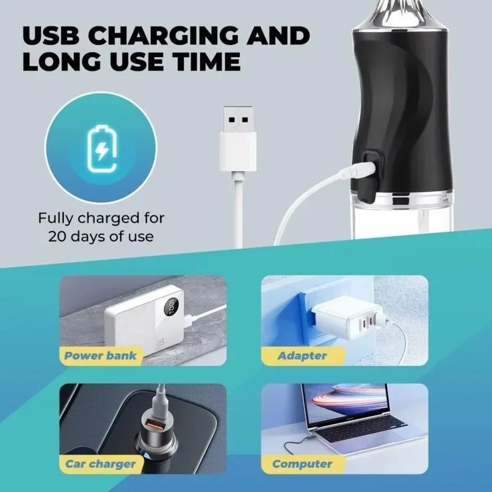 Cordless Water Flosser With 220ml Tank Portable Oral Irrigator 3 Modes 4 Jet Tips USB Rechargeable 1