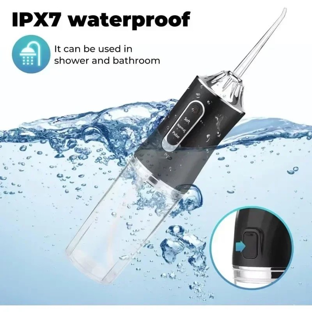Cordless Water Flosser With 220ml Tank Portable Oral Irrigator 3 Modes 4 Jet Tips USB Rechargeable 2