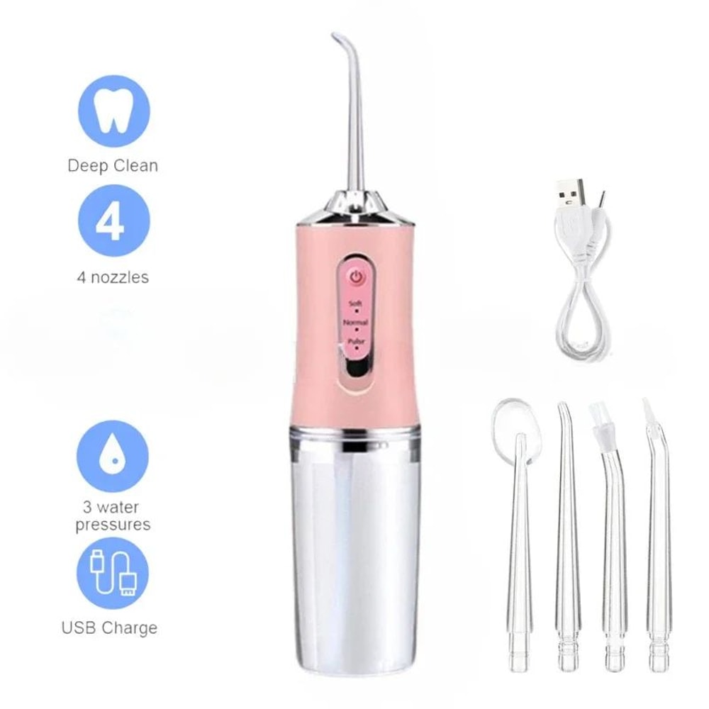 Cordless Water Flosser With 220ml Tank Portable Oral Irrigator 3 Modes 4 Jet Tips USB Rechargeable 7
