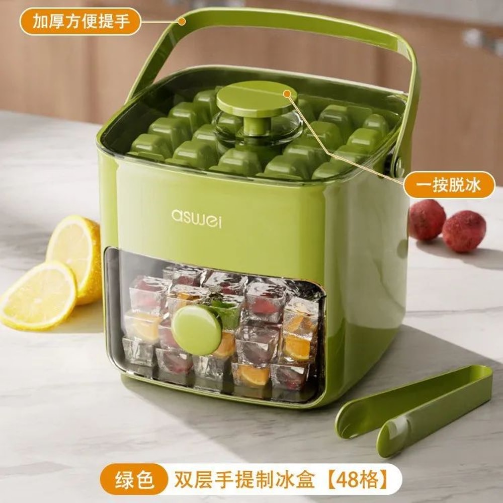 48Cube EasyPress Ice Cube Tray With Lid DoubleLayer Whiskey Ice Cube Maker For Cocktails Freezer 6