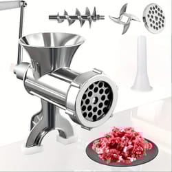 stainless steel manual meat grinder with table clamp - hand crank food processor for meat & vegetables