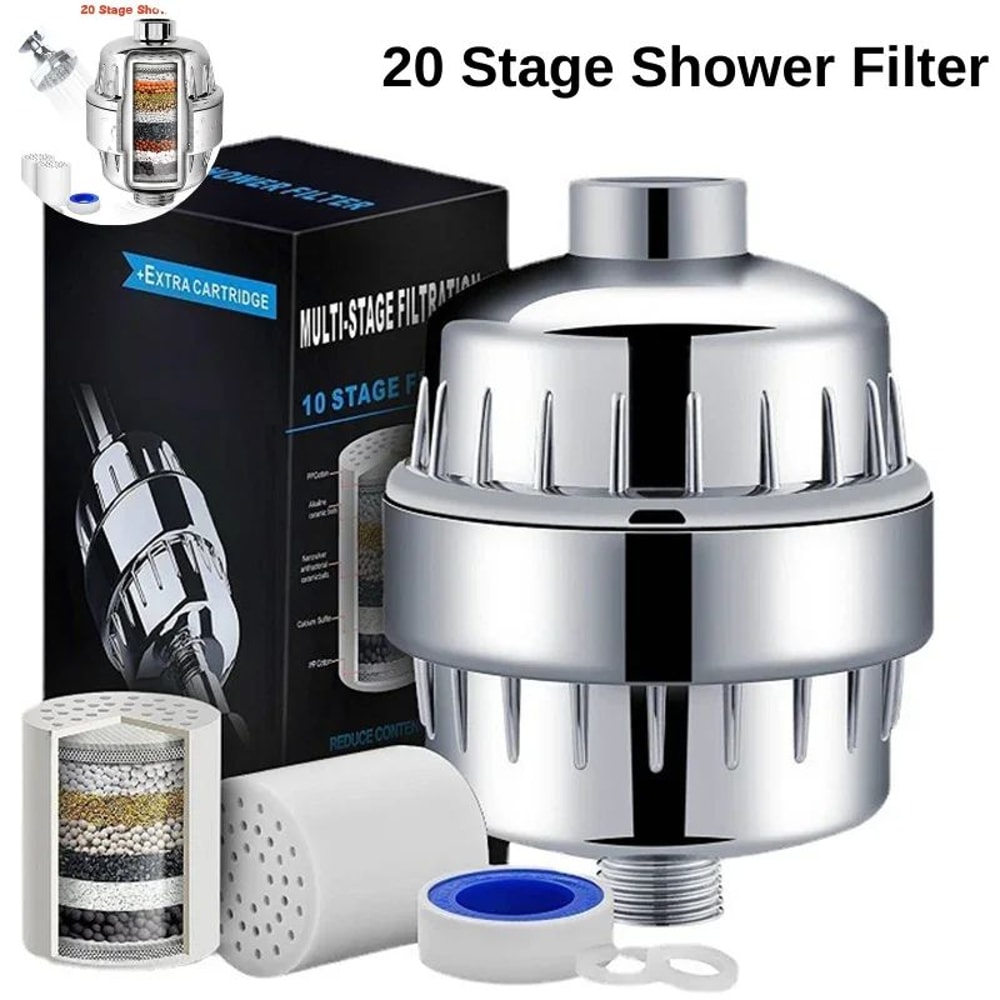 20Stage High Output Shower Water Filter Hard Water Softener For Cleaner Gentler Showers 0