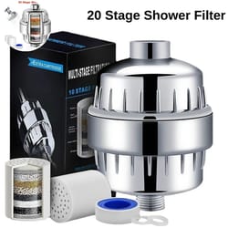 20-stage high output shower water filter – hard water softener for cleaner, gentler showers