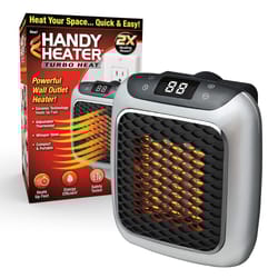portable wall outlet space heater with adjustable thermostat & 12-hour timer - compact plug-in mini ceramic heater