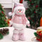 Pink Sequin Telescopic Christmas Doll SantaSnowmanReindeer Plush Tabletop Decor 10