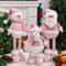 Pink Sequin Telescopic Christmas Doll SantaSnowmanReindeer Plush Tabletop Decor 12