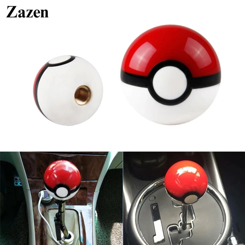 PokeBall 54mm Pokeball Shift Knob Universal Acrylic Racing Gear Shifter With 3 Thread Adapters 0