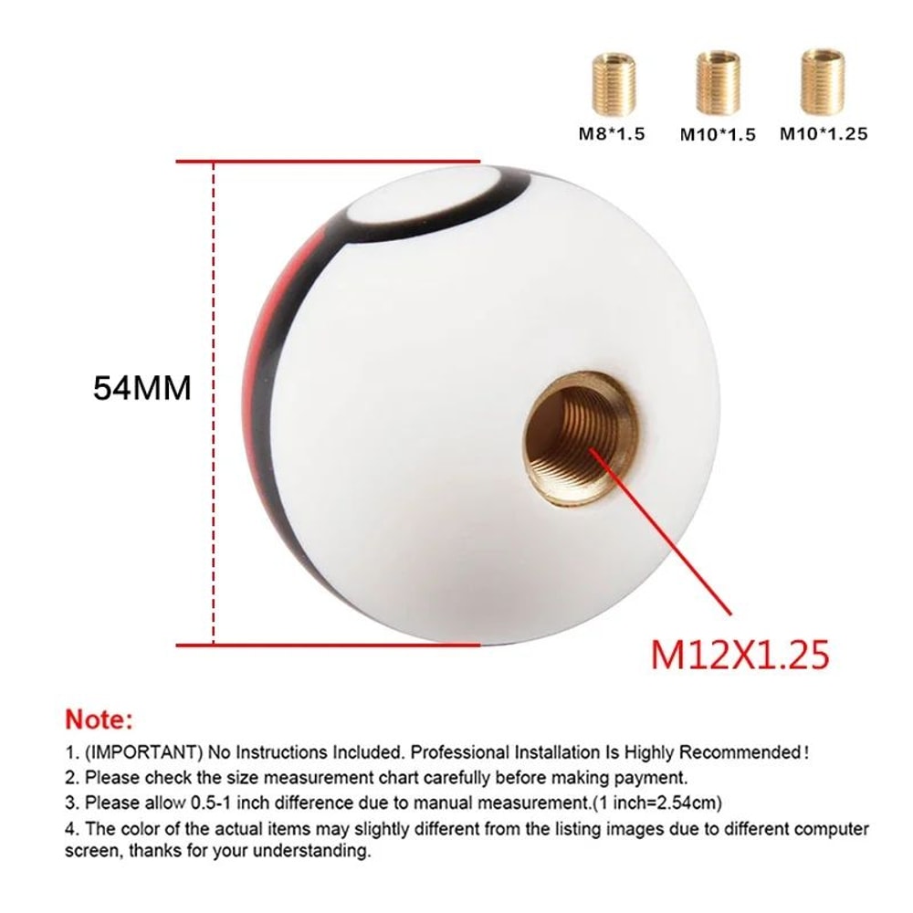 PokeBall 54mm Pokeball Shift Knob Universal Acrylic Racing Gear Shifter With 3 Thread Adapters 1