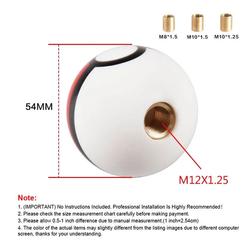 PokeBall 54mm Pokeball Shift Knob Universal Acrylic Racing Gear Shifter With 3 Thread Adapters 1