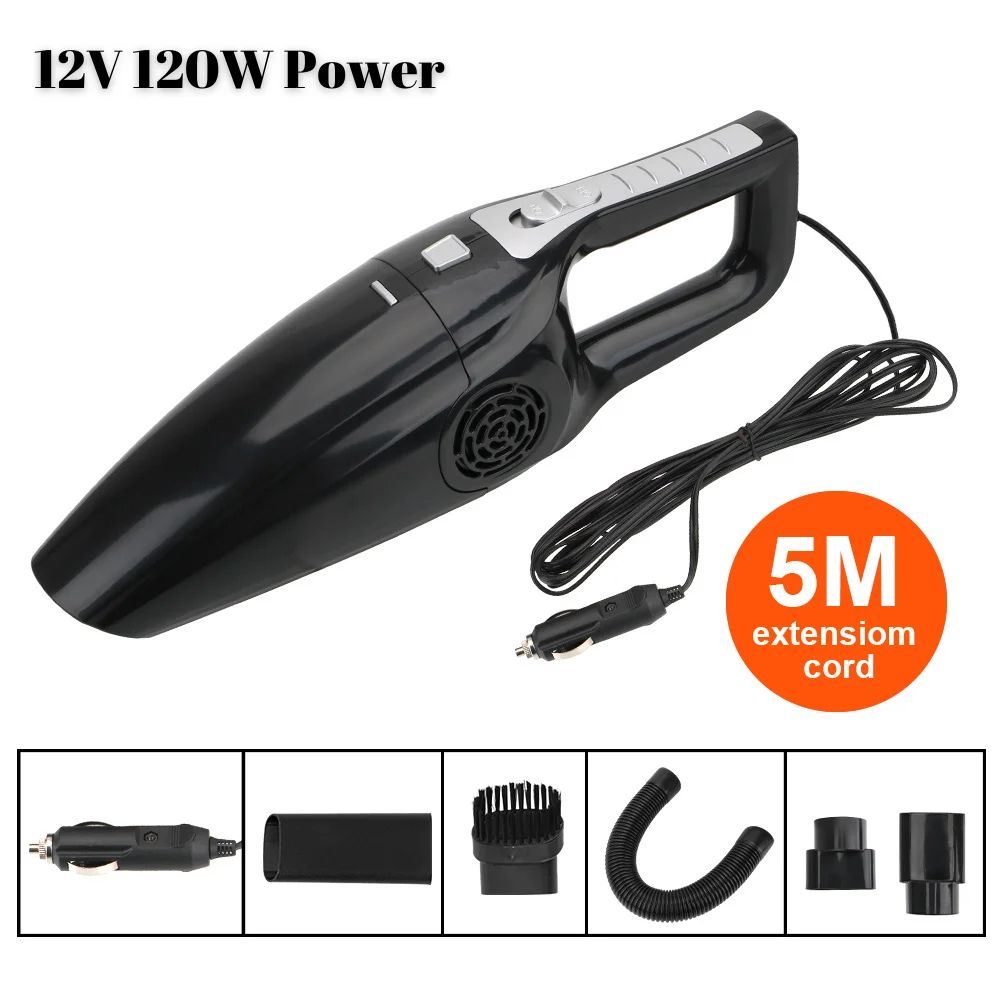High Suction 12V Handheld Car Vacuum Cleaner Wet Dry Portable Interior Cleaner 120W 0