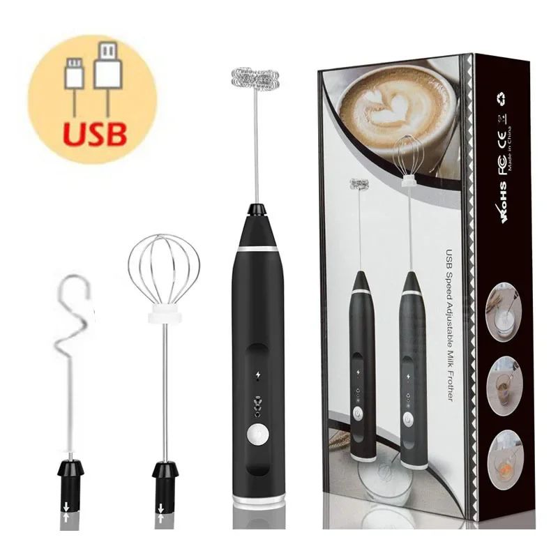 USB Rechargeable Handheld Milk Frother Wand Electric Coffee Matcha Foamer Whisk Mixer 7
