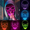 Neon LED Skull Mask EL Glow Skeleton Face Mask For Halloween Cosplay Night Parties 0