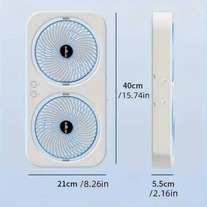 Dual Head USB Fan 360 Rotating Rechargeable Desk Fan With WallMount Or Freestanding Design 3