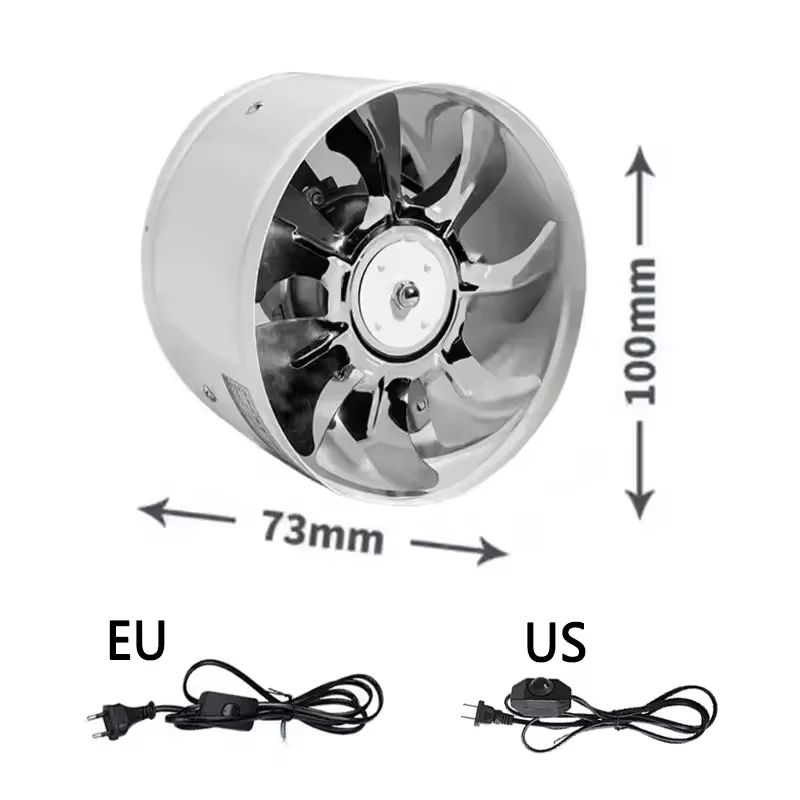 220V Metal Inline Duct Exhaust Fan 46 Inch Quiet Bathroom Ventilation Fan For Moisture Odor Remov 7