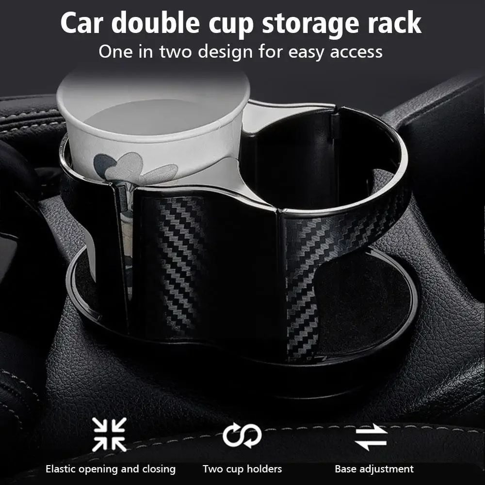 2in1 Car Cup Holder Expander Organizer Adjustable Cup Holder Adapter For Large Bottles 2