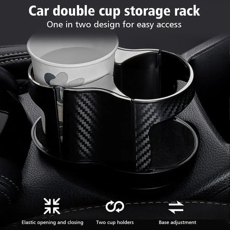 2in1 Car Cup Holder Expander Organizer Adjustable Cup Holder Adapter For Large Bottles 2