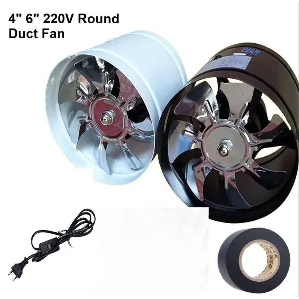 Metal Inline Exhaust Duct Fan 46 110V220V Booster Ventilation Fan For Bathroom Kitchen Wall Vents 1