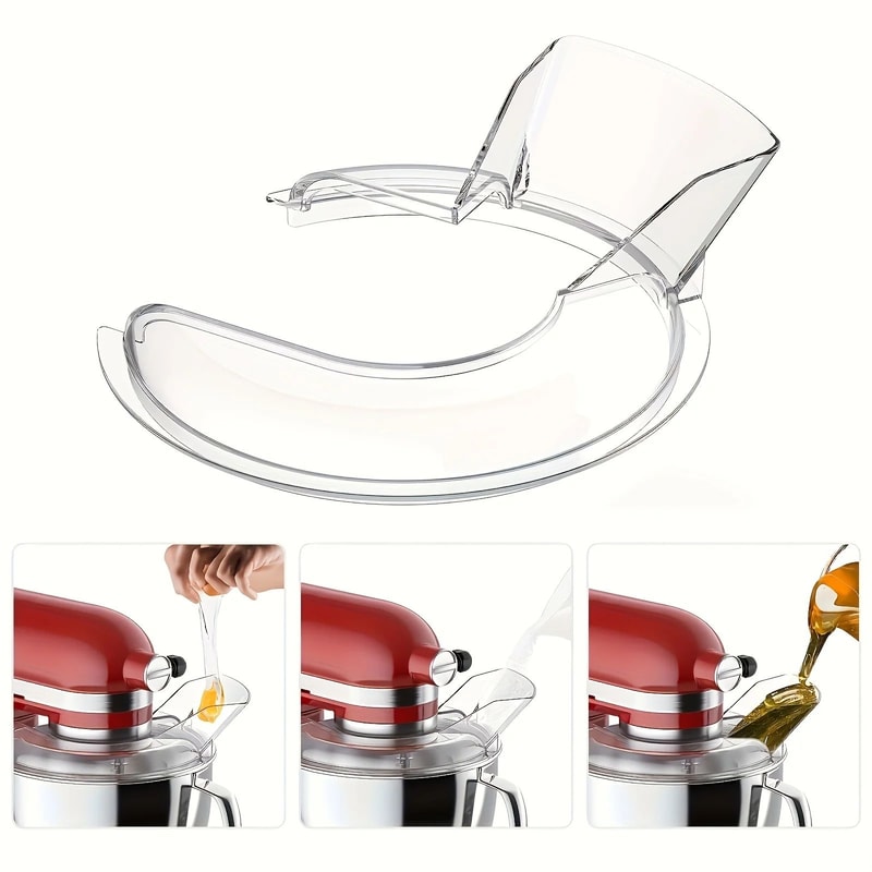 CleanPour KitchenAid Splatter Guard With Clear Chute Precision Pouring Shield For 455 Quart TiltHe 0