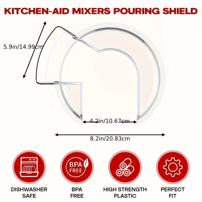CleanPour KitchenAid Splatter Guard With Clear Chute Precision Pouring Shield For 455 Quart TiltHe 2