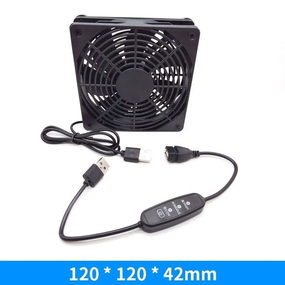 Silent 120mm USB Router Cooling Fan With Adjustable Speed Controller Quiet Modem TV Box Cooler 1