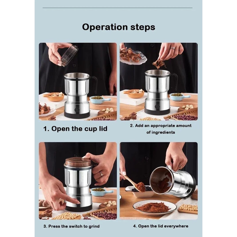 220V Electric Coffee Grinder Stainless Steel Coffee Bean Grinder MultiUse Spice Grinder For Herbs 5