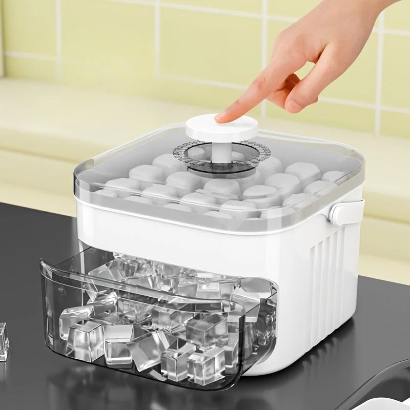 Asuwei ExtraLarge 50Cube Ice Tray With Lid DoubleLayer Large Capacity Ice Cube Maker For Fast Easy 1