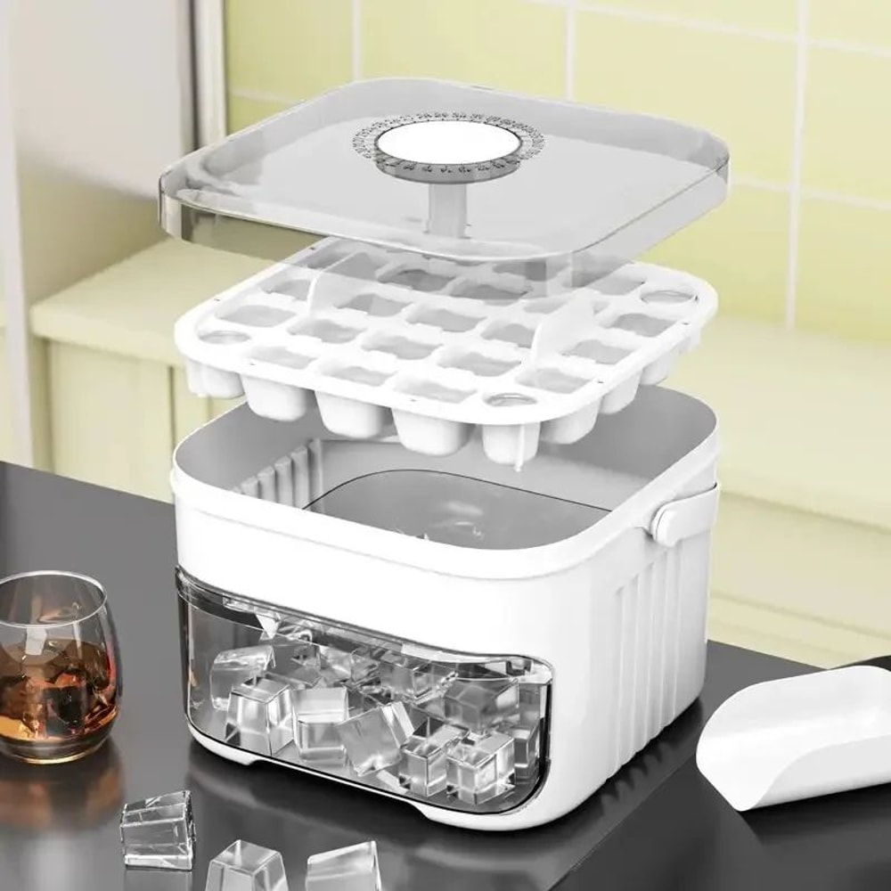 Asuwei ExtraLarge 50Cube Ice Tray With Lid DoubleLayer Large Capacity Ice Cube Maker For Fast Easy 2