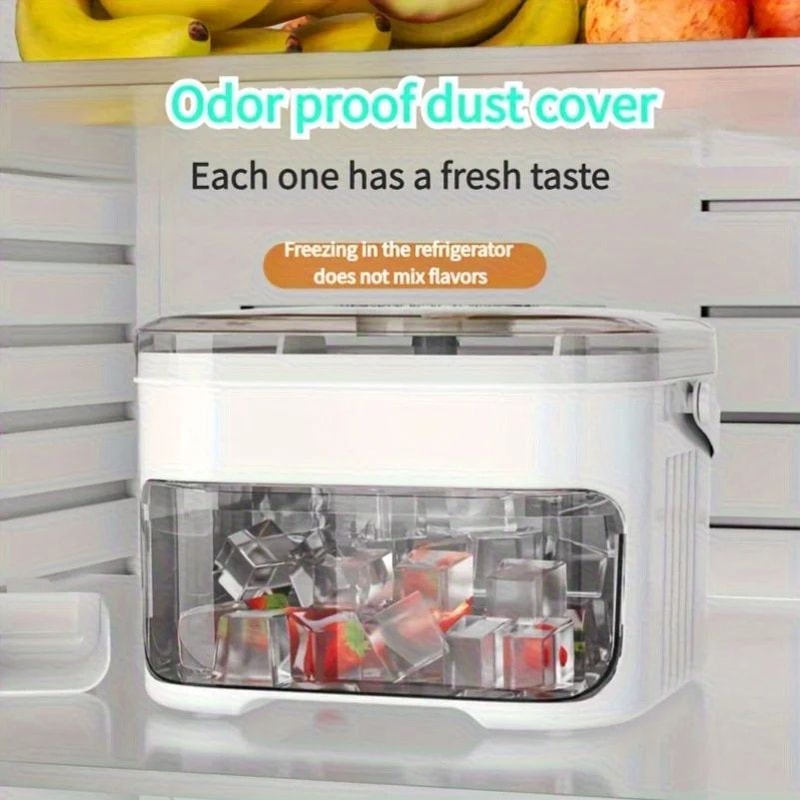 Asuwei ExtraLarge 50Cube Ice Tray With Lid DoubleLayer Large Capacity Ice Cube Maker For Fast Easy 3