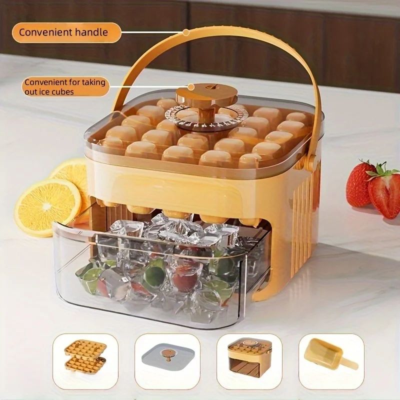 Asuwei ExtraLarge 50Cube Ice Tray With Lid DoubleLayer Large Capacity Ice Cube Maker For Fast Easy 6