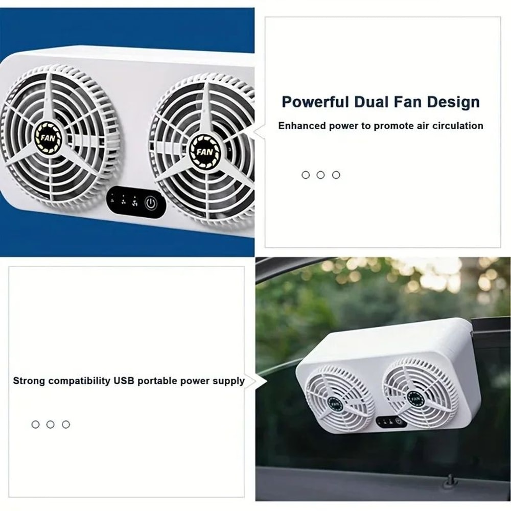 USB Car Exhaust Fan Window Ventilator Portable Car Cooling Fan For Fast Heat Odor Removal 3